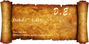 Dakó Edit névjegykártya